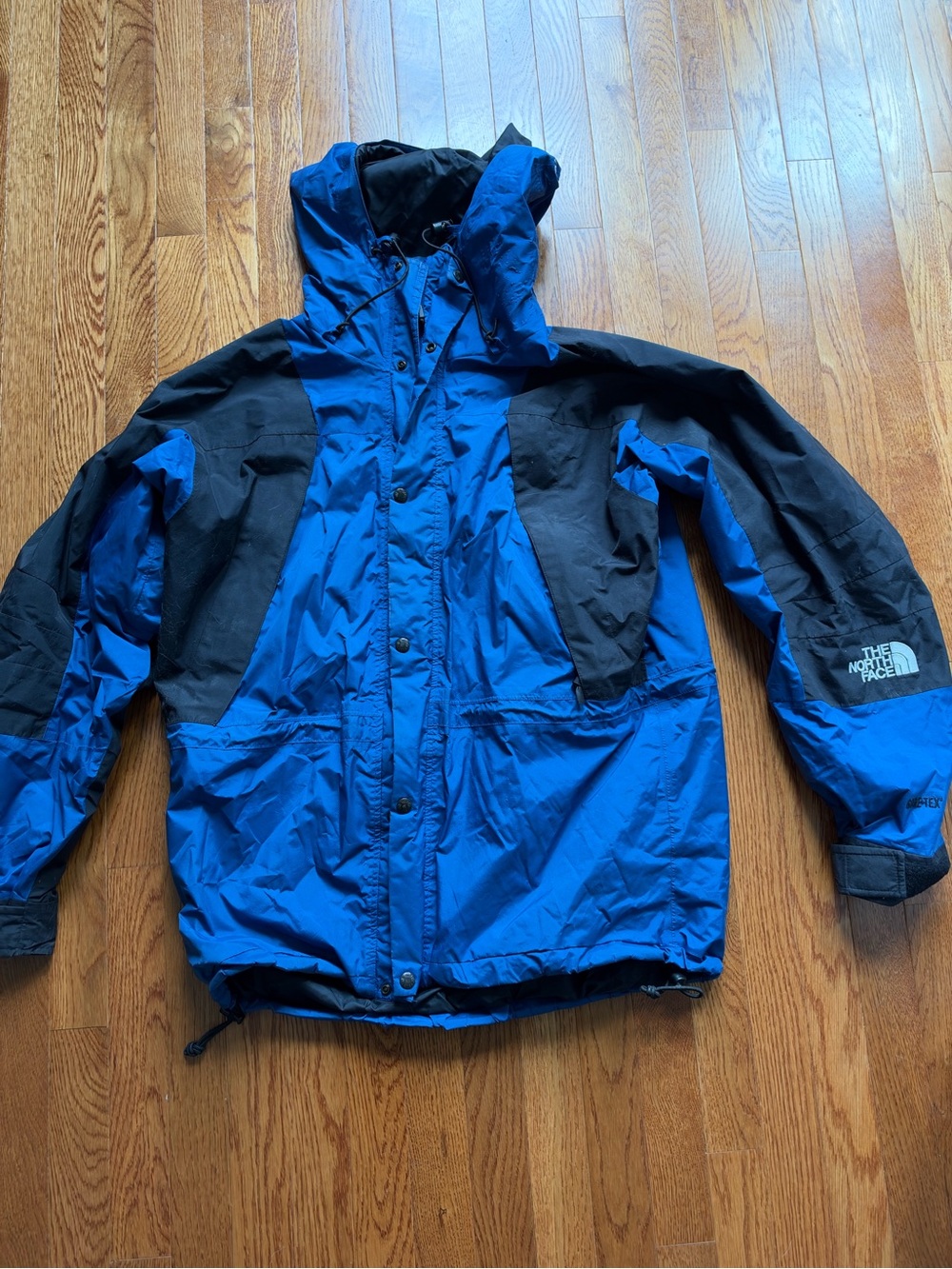 The North Face Men's Royal Blue and Black Hooded Rain Jacket